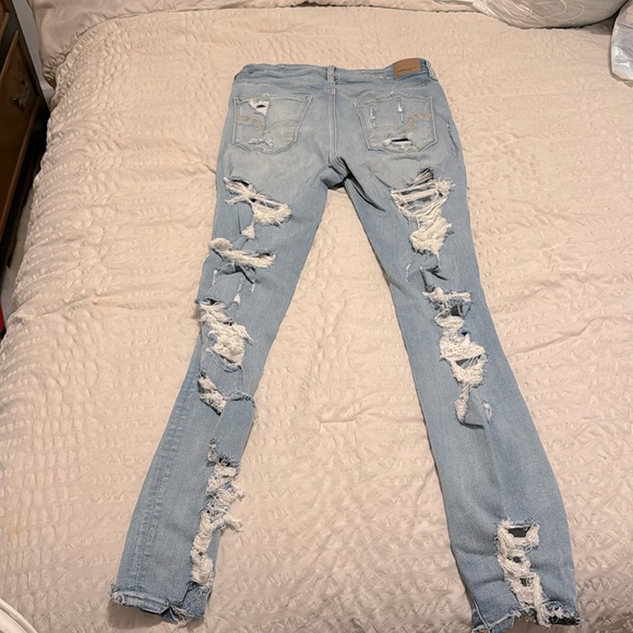 American Eagle Distressed Ripped Jeans Size 12 XLong - Picture 4 of 14